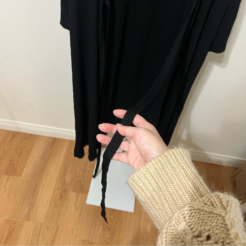 NWT Everlane Black Knit Open Cardigan Tie Waist Black Large Minimalist - Picture 11 of 12